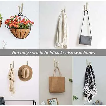 Premium Curtain Holdback, Quality Metal Decorative Curtain Holdbacks with Zinc Alloy Cap Finials,Rust-Proof, Set of 2 Window Curtain Holdbacks,Brass