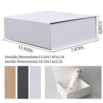 Rsgift White Gift Box 11x7.8x3.5 Wedding Gift Box with Lids Groomsman Wedding Empty Durable Storage Box with Magnetic Halloween,Christmas,Thanksgiving Day