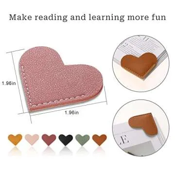Leather Heart Bookmarks - 6 Handmade Cute Book Accessories