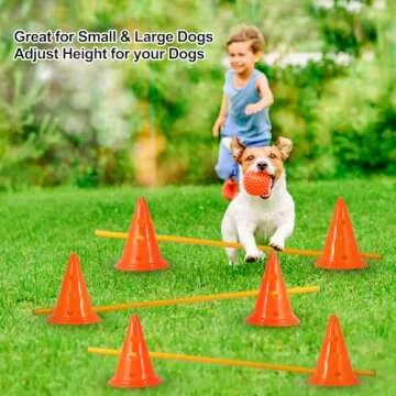 Jiaroutk Dog Agility Hurdle Cones, Dog Agility Training Poles, Agility Jumps Agility Course Backyard Set, Obstacle Course Sports Speed Hurdles for Dogs, Adjustable Hurdles, Cones with Holes