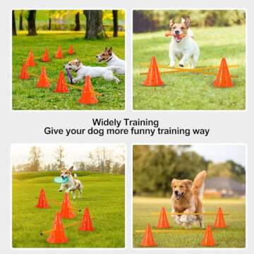Jiaroutk Dog Agility Hurdle Cones, Dog Agility Training Poles, Agility Jumps Agility Course Backyard Set, Obstacle Course Sports Speed Hurdles for Dogs, Adjustable Hurdles, Cones with Holes