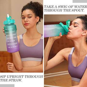 64 OZ/Half Gallon Motivational Water Bottle with Time Marker & Straw - BPA Free Leakproof Tritan Frosted Plastic Big 2L Water Bottle for Women Men Large Water Jug for Gym Outdoor Sport