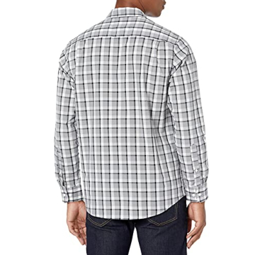 Men's Regular-Fit Long-Sleeve Poplin Shirt Grey Plaid