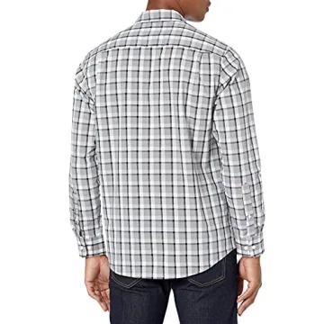 Men's Regular-Fit Long-Sleeve Poplin Shirt Grey Plaid