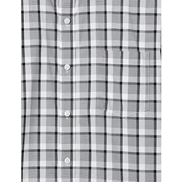 Men's Regular-Fit Long-Sleeve Poplin Shirt Grey Plaid