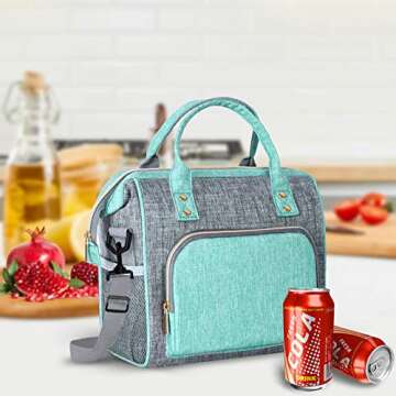WONDAY Insulated Lunch Bag for Women, Reusable Leakproof Large Lunch Box with Adjustable Shoulder St...