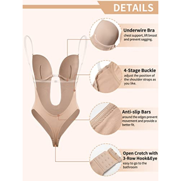 JOYSHAPER Plunge Backless Body Shaper for Women