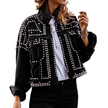 APAFES Women's Fashion Crop Fringe Denim Jacket – Retro Style