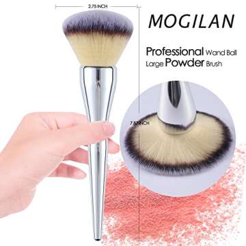 Powder Brush MOGILAN Large Powder Foundation Brush for Pressd Powder Premium Fluffy Synthetic Kabuki Makeup Brush Perfect For Blending Buffing with Loose Powder Liquid Foundation Full Coverage