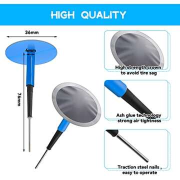 Frienda Tire Patches Kit Rubber Tire Repair Patch Mushroom Plug Kit Rubber Puncture Repair Plug Nail...