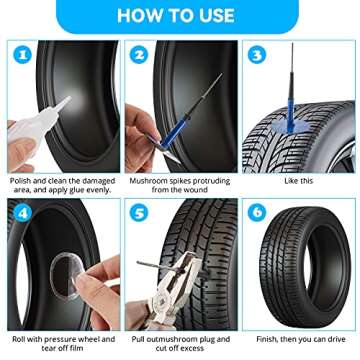 Frienda Tire Patches Kit Rubber Tire Repair Patch Mushroom Plug Kit Rubber Puncture Repair Plug Nail Tire Repair Film Car Tire Repair Patch for Vehicle (24,1.42 x 0.16 Inch)
