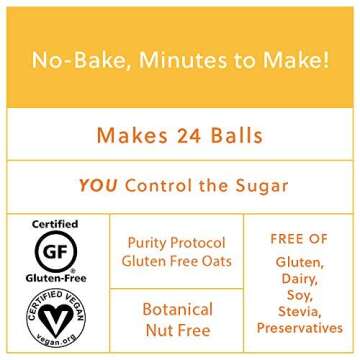 NO-BAKE ENERGY BITE MIX ~ Makes 24 delicious ENERGY BALLS, BITES, COOKIES. "Oat Chocolate Chip" is Gluten Free, Vegan, Soy Free, Coffee Free. Easy, fun, no baking