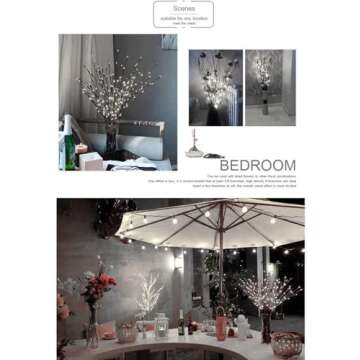 DK177 2 Pack Led Branch Light Battery Operated Lighted Branch Vase Filler Willow Tree Artificial Little Twig Power Brown 30 Inch 20 LED for Home Outdoor Indoor Romantic Decoration, White Light