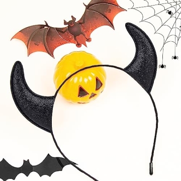 Glitter Black Devil Horns Headband for Halloween