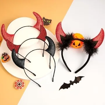 Glitter Black Devil Horns Headband for Halloween