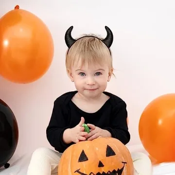 Glitter Black Devil Horns Headband for Halloween