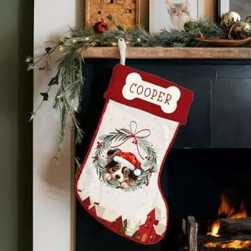 NAZENTI Papillon Stocking, Dog Stocking, Christmas Dog Gifts, Custom Christmas Stockings, Dog Christmas Stocking, Christmas Stocking for Dog, Personalized Xmas Hanging Stockings