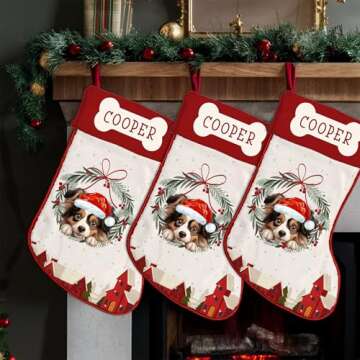 NAZENTI Papillon Stocking, Dog Stocking, Christmas Dog Gifts, Custom Christmas Stockings, Dog Christmas Stocking, Christmas Stocking for Dog, Personalized Xmas Hanging Stockings