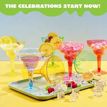 JOYIN 36 Packs Plastic Margarita Glasses Cups 12 oz Disposable Cinco De Mayo Fiesta Party Decoration...