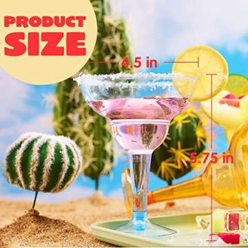 JOYIN 36 Packs Plastic Margarita Glasses Cups 12 oz Disposable Cinco De Mayo Fiesta Party Decoration for Fun Taco Party Supplies, Neon Cocktail Cups, Mexican Theme for Carnivals