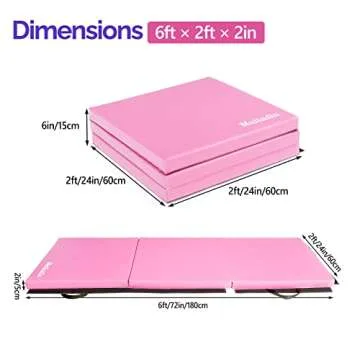 Matladin Folding Gymnastics Exercise Mat - 6ft Portable Comfort