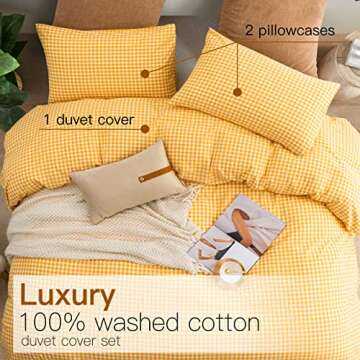 Ventidora 3 Piece Duvet Cover Set King Size,100% Organic Washed Cotton with Linen Feel Like Textured, Luxury Soft and Breatheable Bedding Set with Zipper Closure(1 Duvet Cover + 2 Pillowcases)