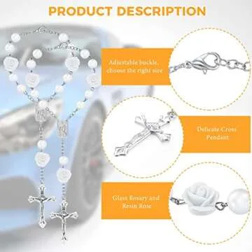 hwojjha 2 Pieces Car Rosary Set - Elegant Spiritual Decor