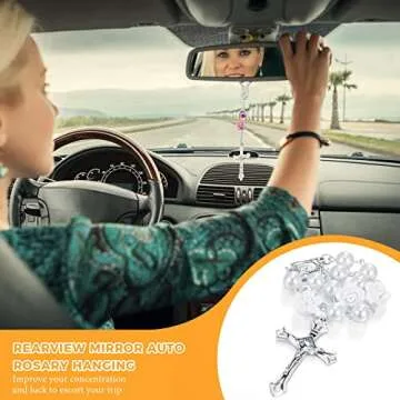 hwojjha 2 Pieces Car Rosary Set - Elegant Spiritual Decor