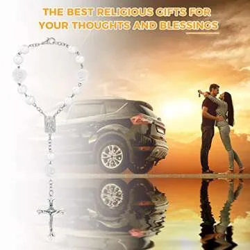 hwojjha 2 Pieces Car Rosary Set - Elegant Spiritual Decor