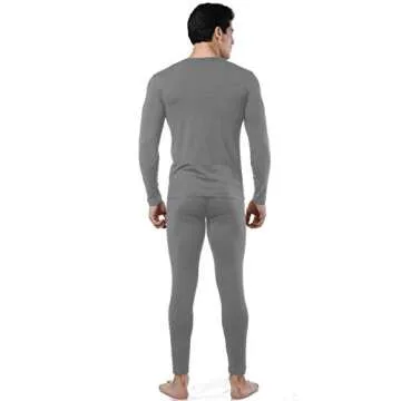 9M Men's Ultra Soft Thermal Underwear Base Layer Long Johns Set with Fleece Lined, Gray, Small