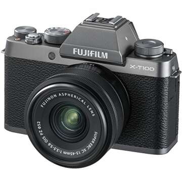 Fujifilm X-T100 Mirrorless Digital Camera - Dark Silver with XC15-45mm Lens