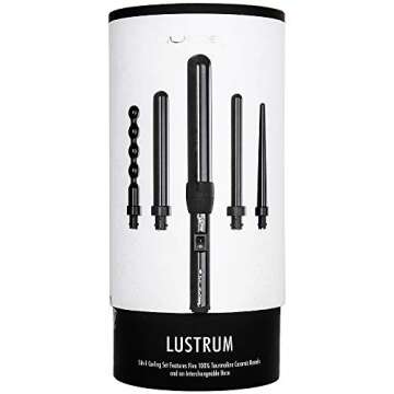NuMe Lustrum 5 in 1 Tourmaline Ceramic Curling Wand Set with Interchangeable Barrels, Digital Display, Automatic Shutoff Feature. Heat Up to 410°F