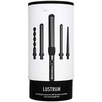 NuMe Lustrum 5 in 1 Tourmaline Ceramic Curling Wand Set with Interchangeable Barrels, Digital Display, Automatic Shutoff Feature. Heat Up to 410°F