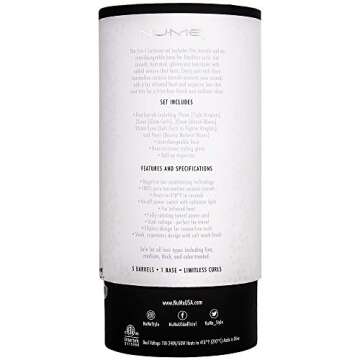 NuMe Lustrum 5 in 1 Tourmaline Ceramic Curling Wand Set with Interchangeable Barrels, Digital Display, Automatic Shutoff Feature. Heat Up to 410°F