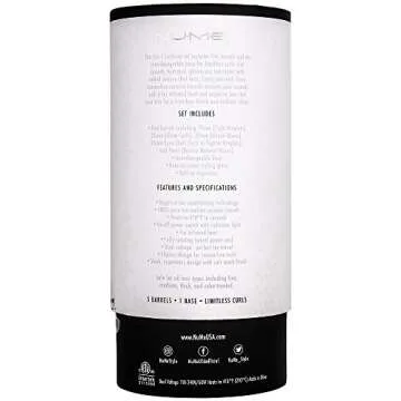 NuMe Lustrum 5 in 1 Tourmaline Ceramic Curling Wand Set with Interchangeable Barrels, Digital Display, Automatic Shutoff Feature. Heat Up to 410°F