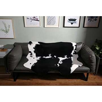 MustMat Cute Cow Print Rug Black and White Faux Cowhide Rugs Animal Printed Area Rug Carpet for Home...