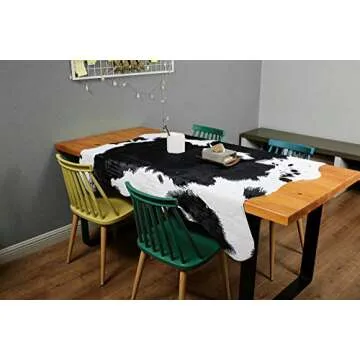 MustMat Cute Cow Print Rug Black and White Faux Cowhide Rugs Animal Printed Area Rug Carpet for Home 5.2x4.6 Feet