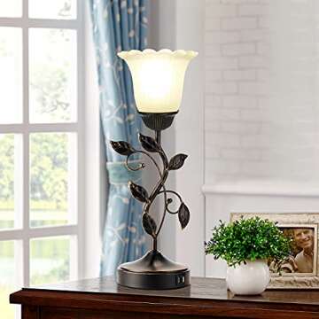 RORIANO Touch Bedside Lamp with USB Charging, 3-Way Dimmable Design for Stylish Lighting