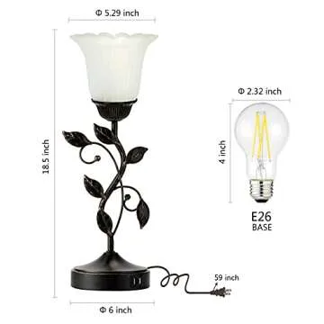 RORIANO Touch Bedside Lamp with USB & Dimming Features