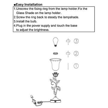 RORIANO Touch Bedside Lamp with USB & Dimming Features