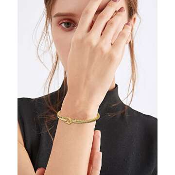 HIPYGOTO Twisted Cable Wire Bracelets for Women - Elegant Stainless Steel Jewelry