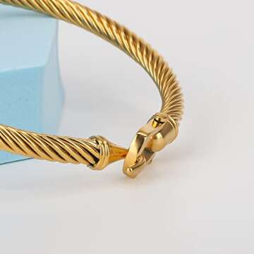 Stylish HIPYGOTO Twisted Cable Wire Bracelet for Women