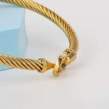 Stylish HIPYGOTO Twisted Cable Wire Bracelet for Women