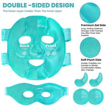 RelaxCoo Ice Face Eye Mask for Dark Circles and Puffiness Cold Warm Compress, Gel Cold Cooling Face ...