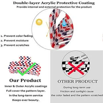 Checkered Claw Clip, Large Hair Claw Clips for Thick Hair, 2pcs Big Hair Clips for Women, Rectangle Claw Clip, Y2K Fashion Accessories Gold Red White and Blue 4th of July Decorations