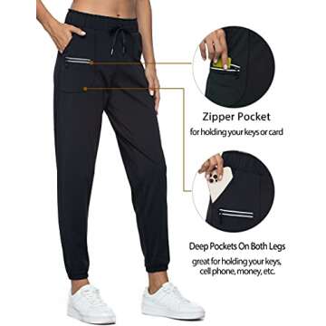 Lightweight Quick Dry Joggers for Women - Black XS