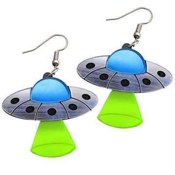 Glow in Blacklight UFO Dangle Earrings for Unique Style