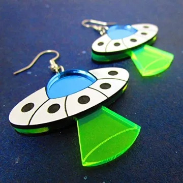 Glow in Blacklight UFO Dangle Earrings for Unique Style