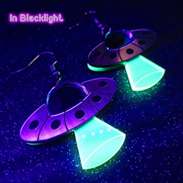 Glow in Blacklight UFO Dangle Earrings for Unique Style