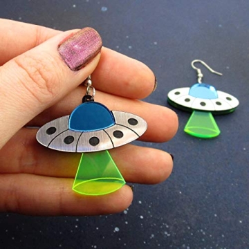Glow in Blacklight UFO Dangle Earrings for Unique Style